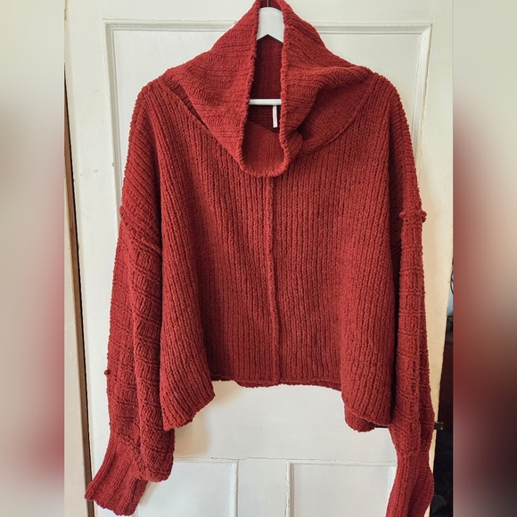 Free People Sweaters - NWTs Free People Sweet Cranberry Be Yours Pullover Cowl Neck Sweater Cropped XL